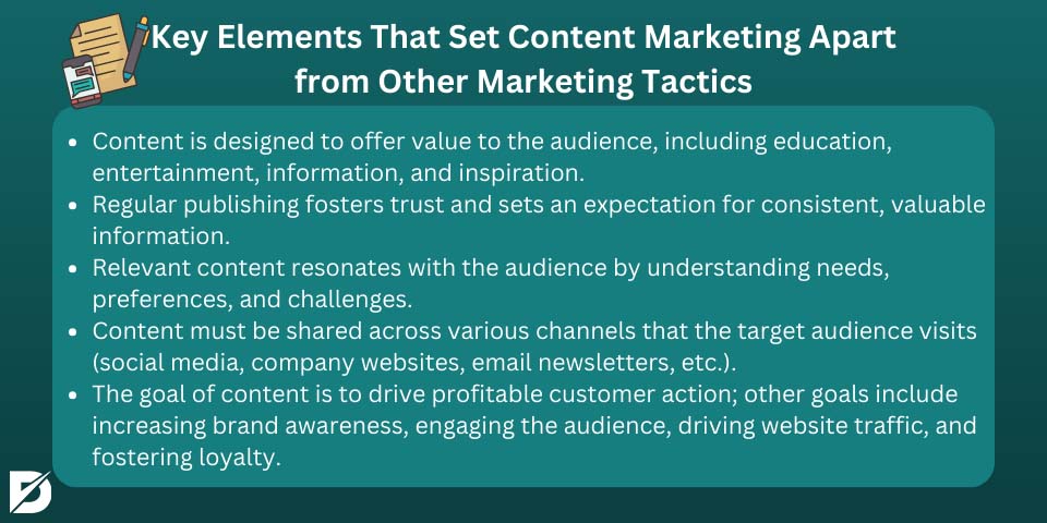 key elements that set content marketing apart from other marketing tactics