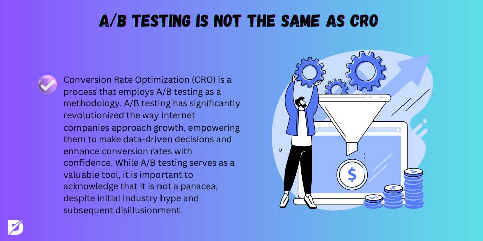 A/B testing is not the same as CRO