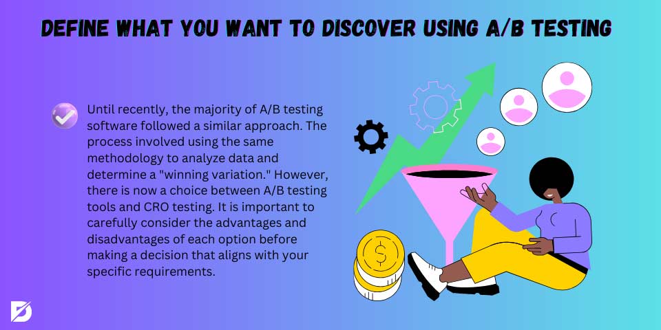 define what you want to discover using A/B testing