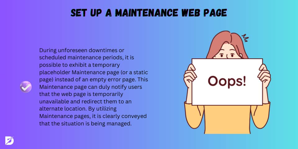set up a maintenance web page for website downtime