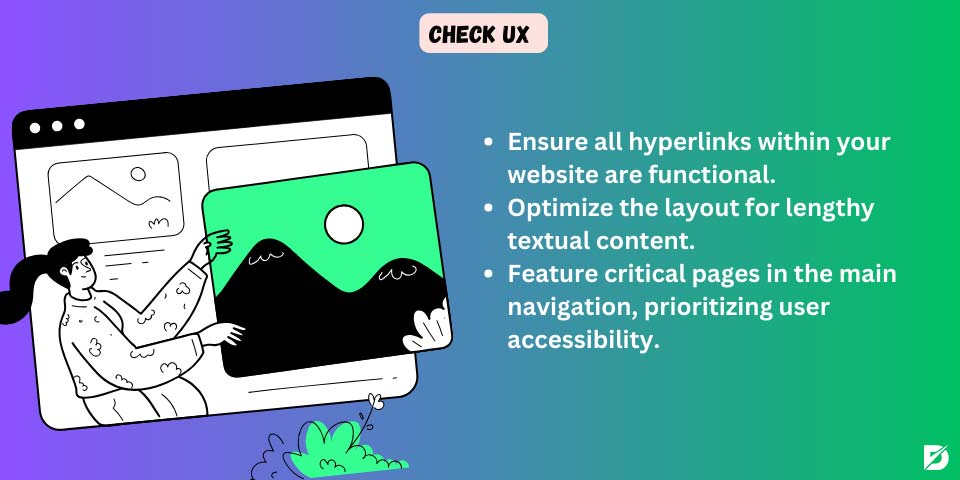 check UX as a part of website checklist