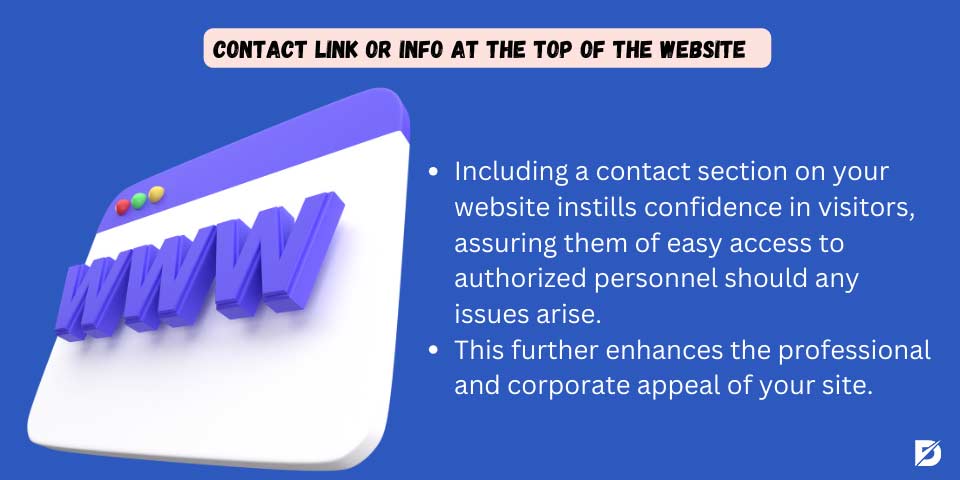 contact link or info for a better web page design