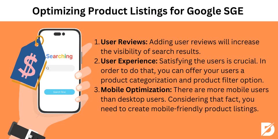 optimizing product listings for google sge