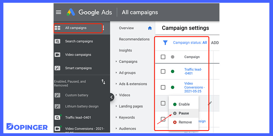 How to Pause Google Ads?