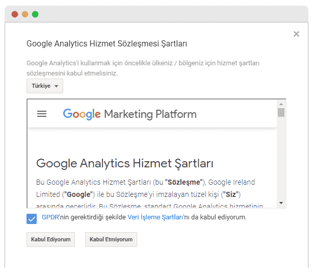 Google analytics hizmet sözleşmesi