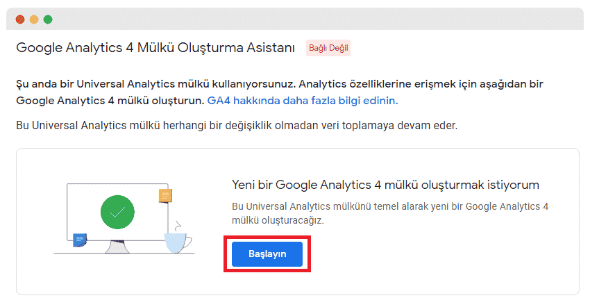 Google analytics 4 mülk oluşturma asistanı