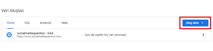 Google analytics veri akışları