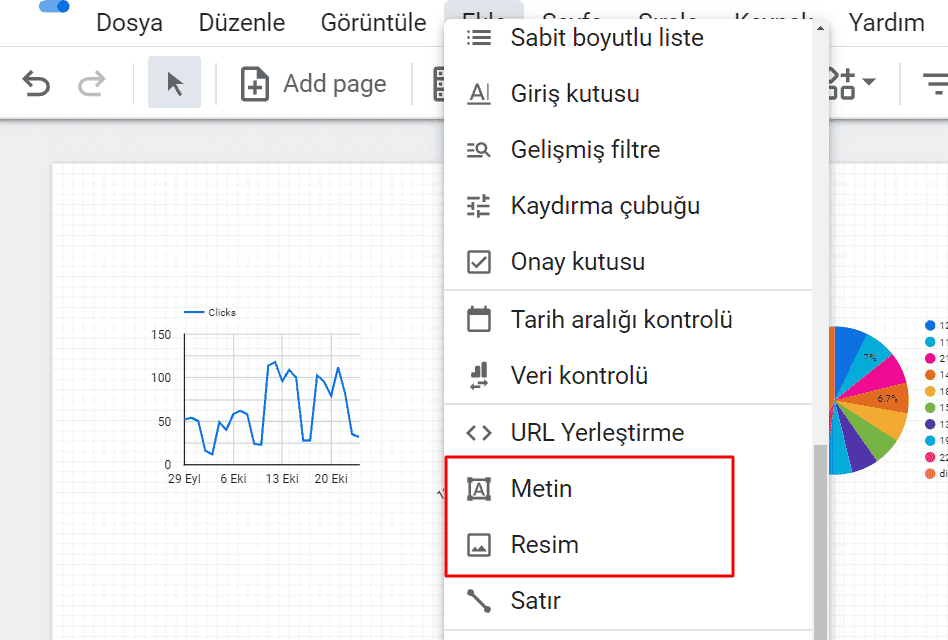 rapora metin ve resim eklemek