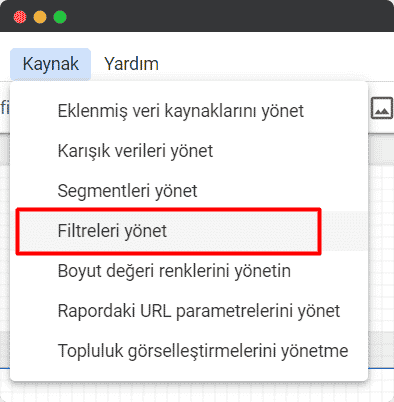 filtreleri yönet