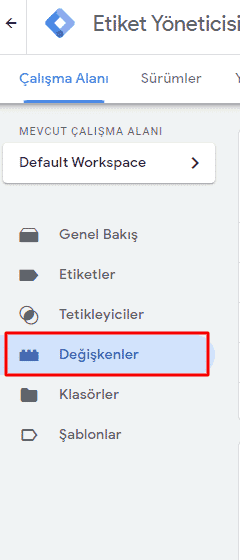 değişkenler alanını açınız