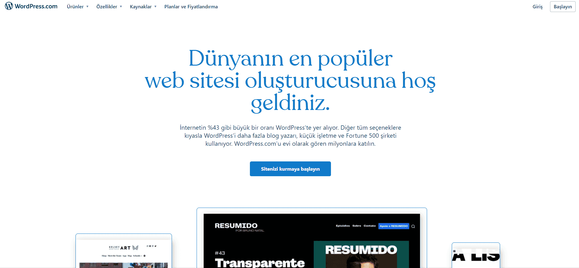 wordpress ile ücretsiz site kurma