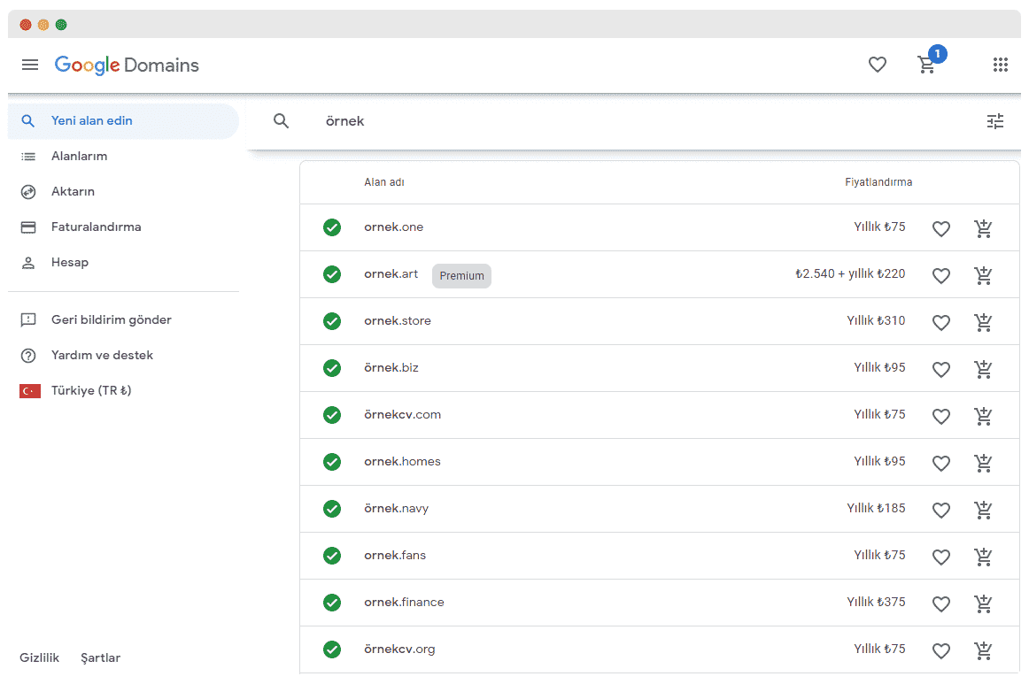 Domain sorgulama işlemi