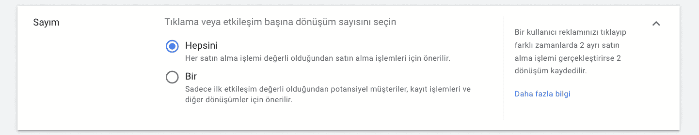 dçnüşüm sayım değeri