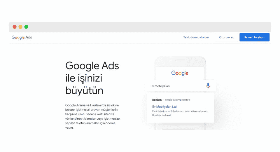 google ads reklamları verin