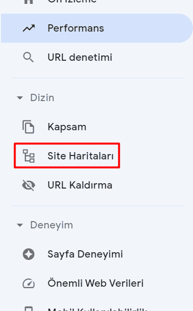 google search console site haritaları