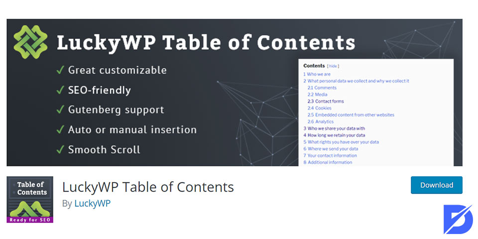 LuckyWP Table of Contents