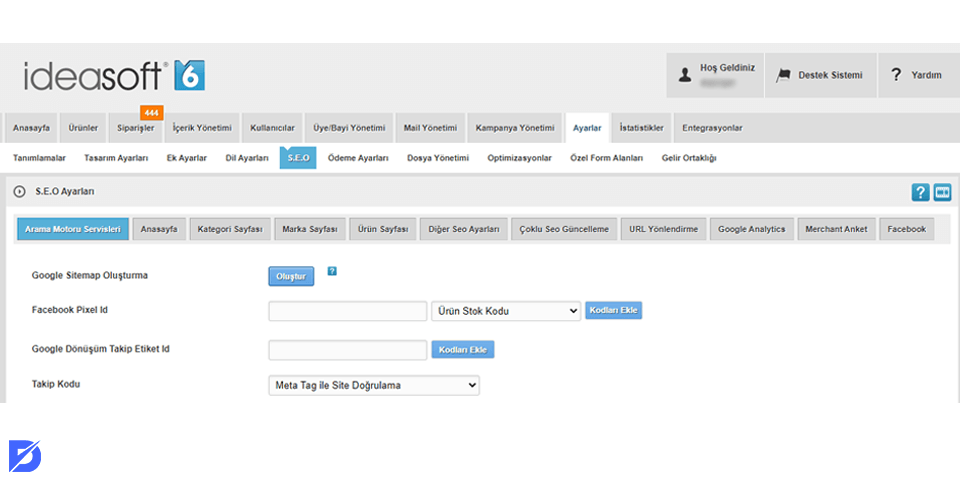 ideasoft seo ayarları