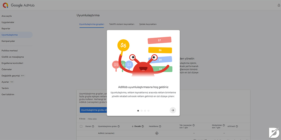 admob uyumlulaştırma özelliği