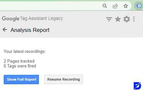 google tag assistant analysis report
