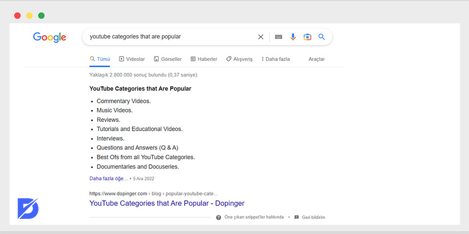 featured snippet türleri