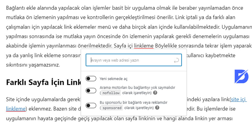 wordpress yazı içi link