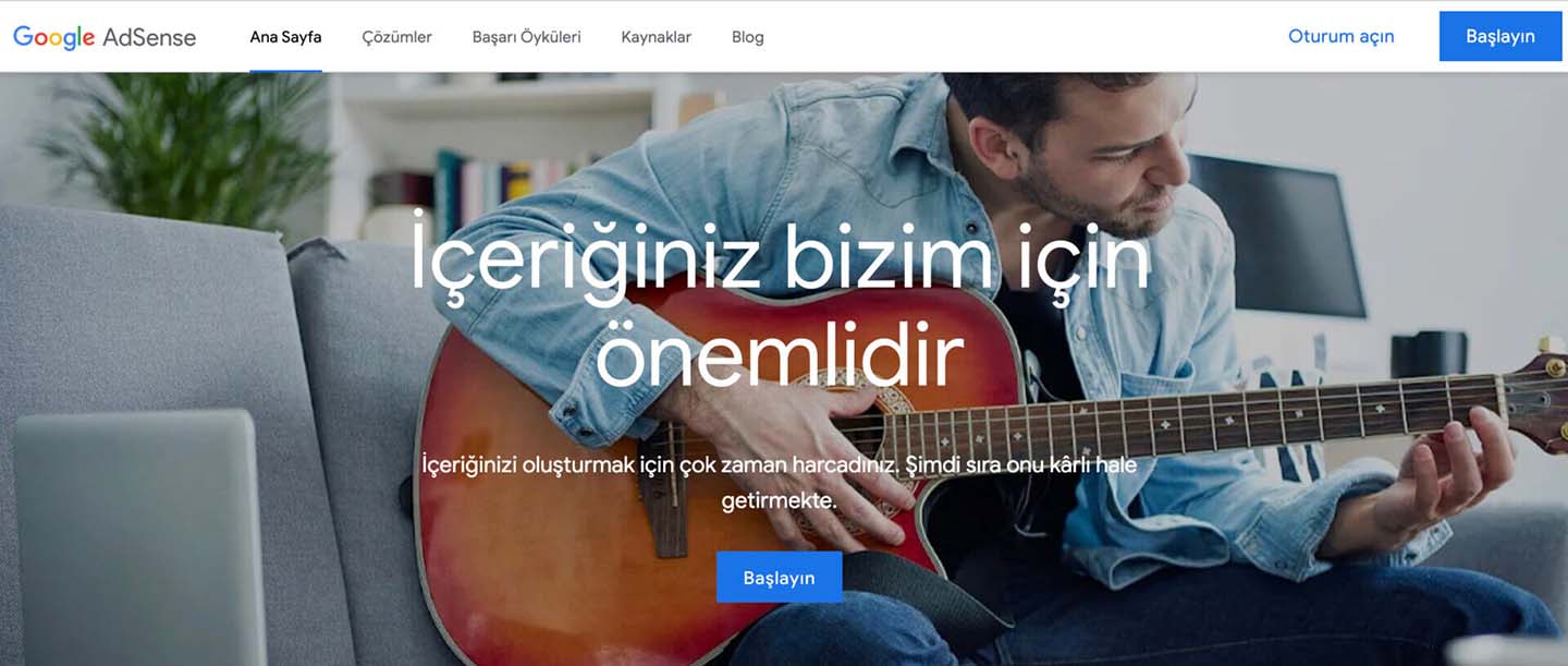 google adsense başvuru