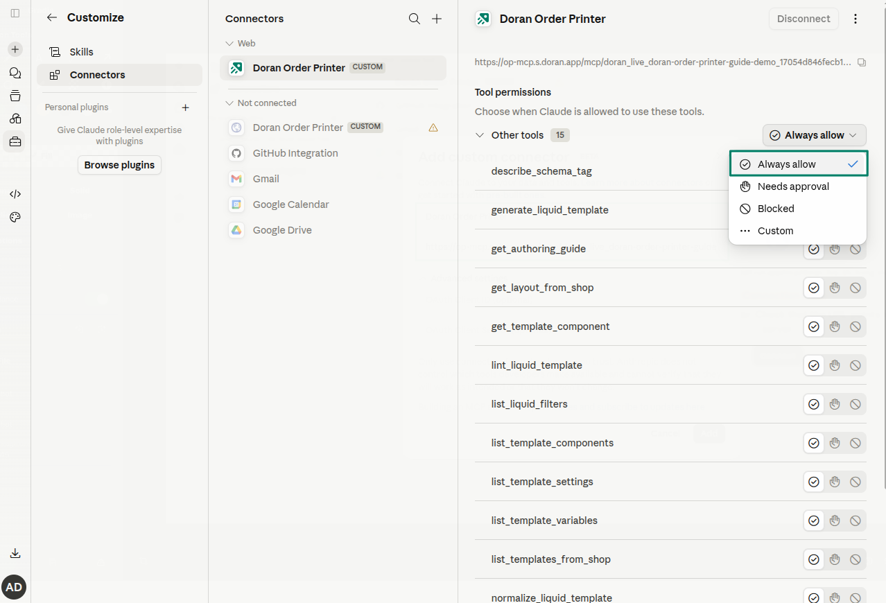 Approve tool permissions