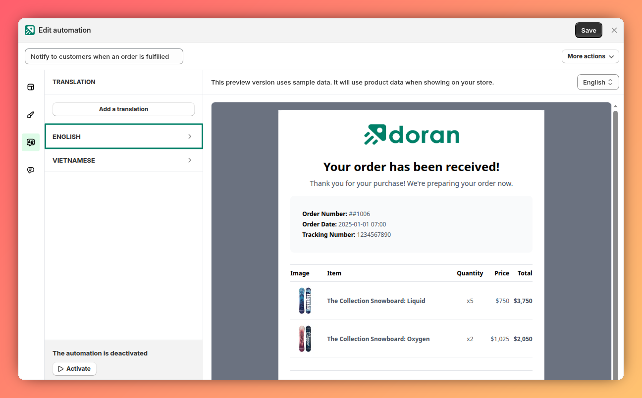 Select a language to customize