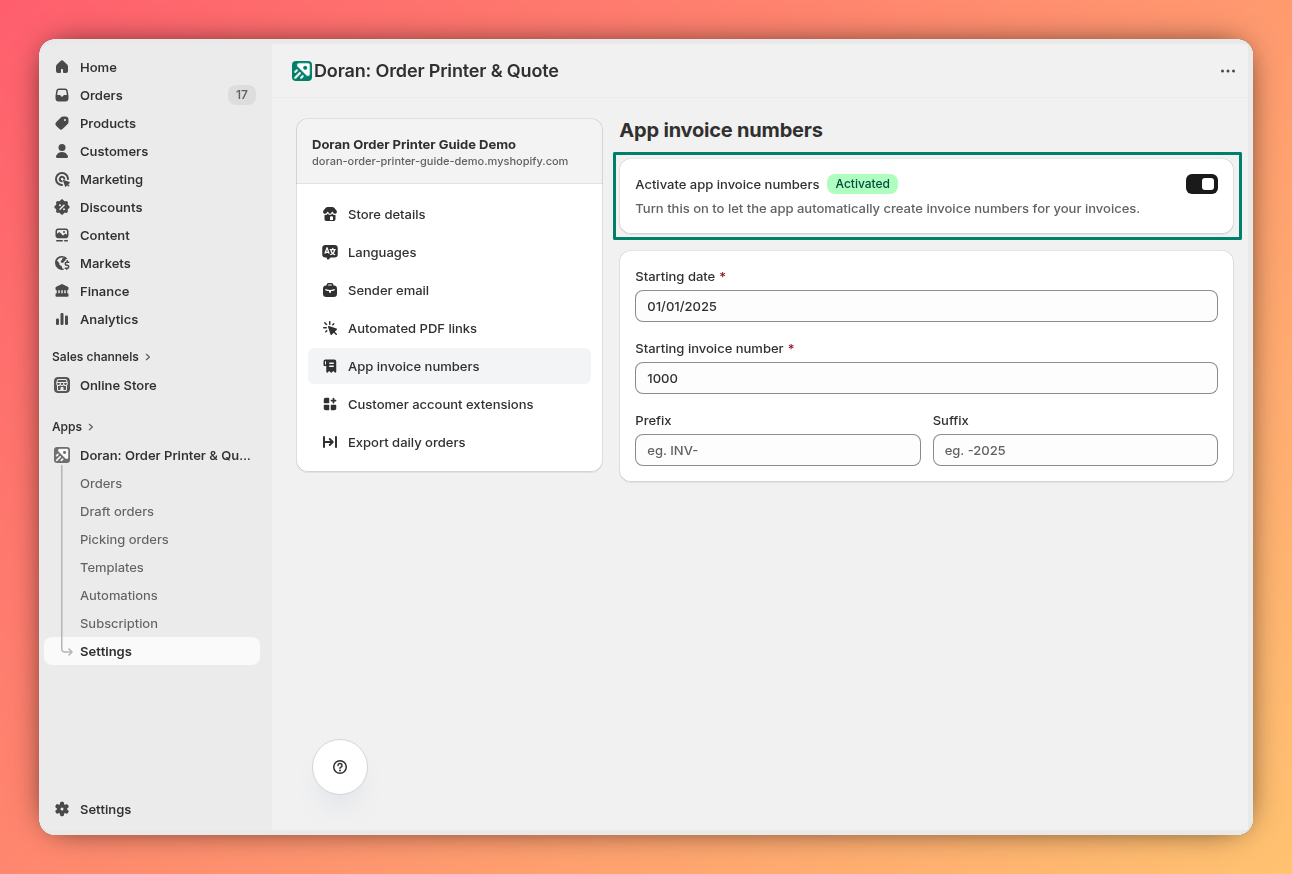 Enabling and disabling the feature