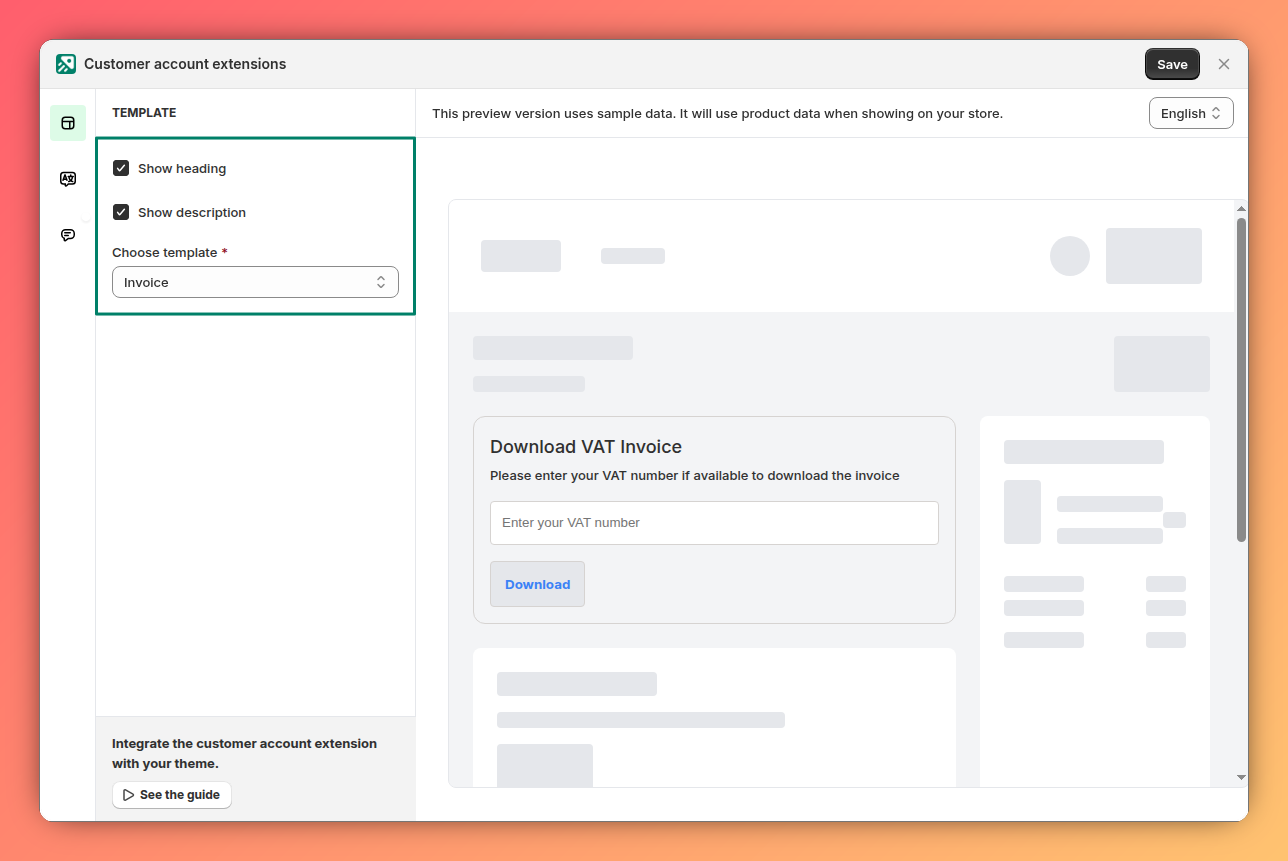 Customize download card