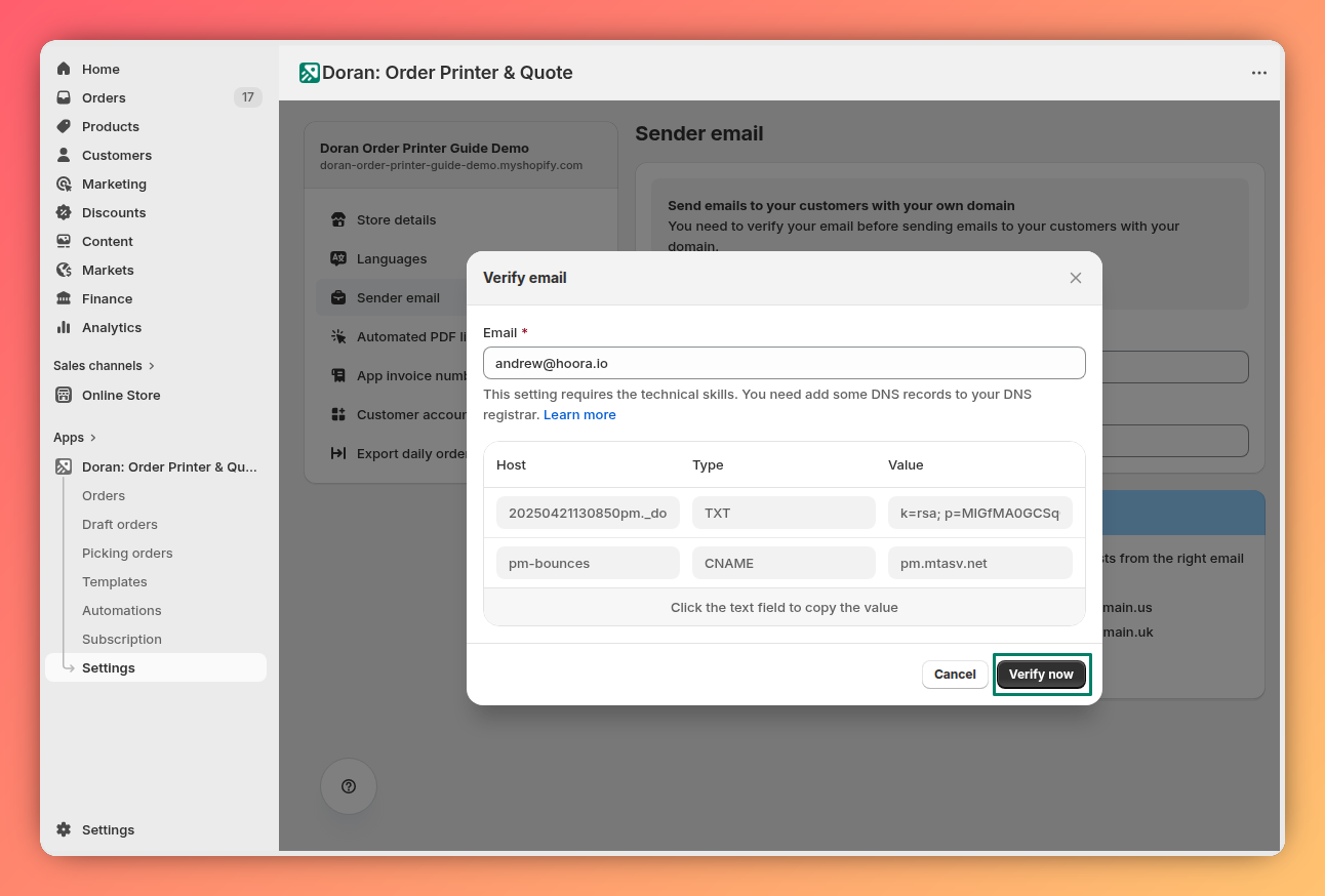 Click Verify now button