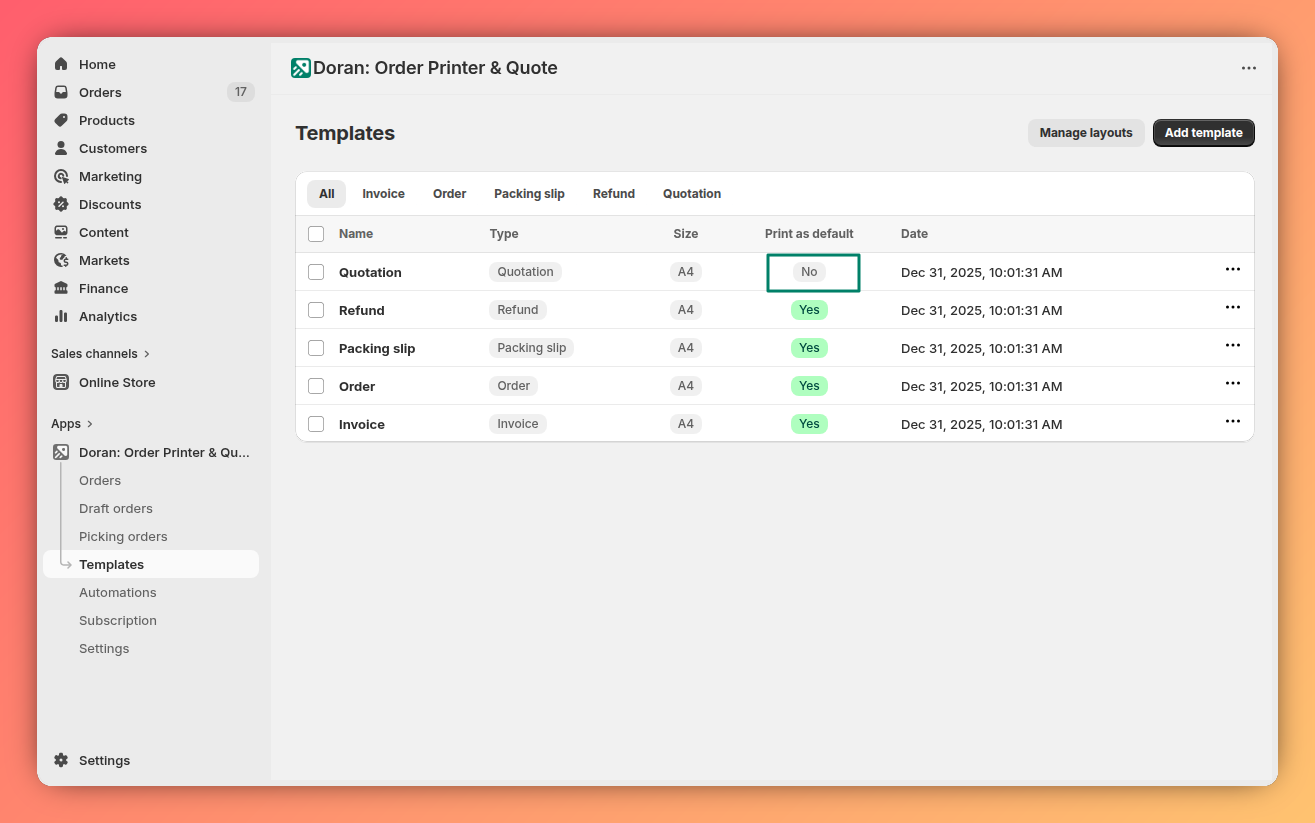 No print by default status