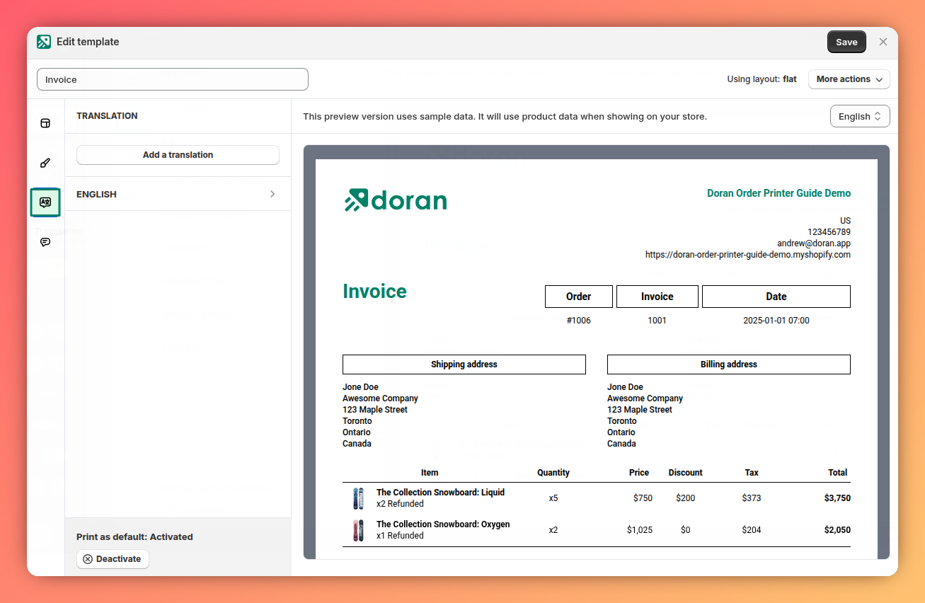 Click the Translations tab
