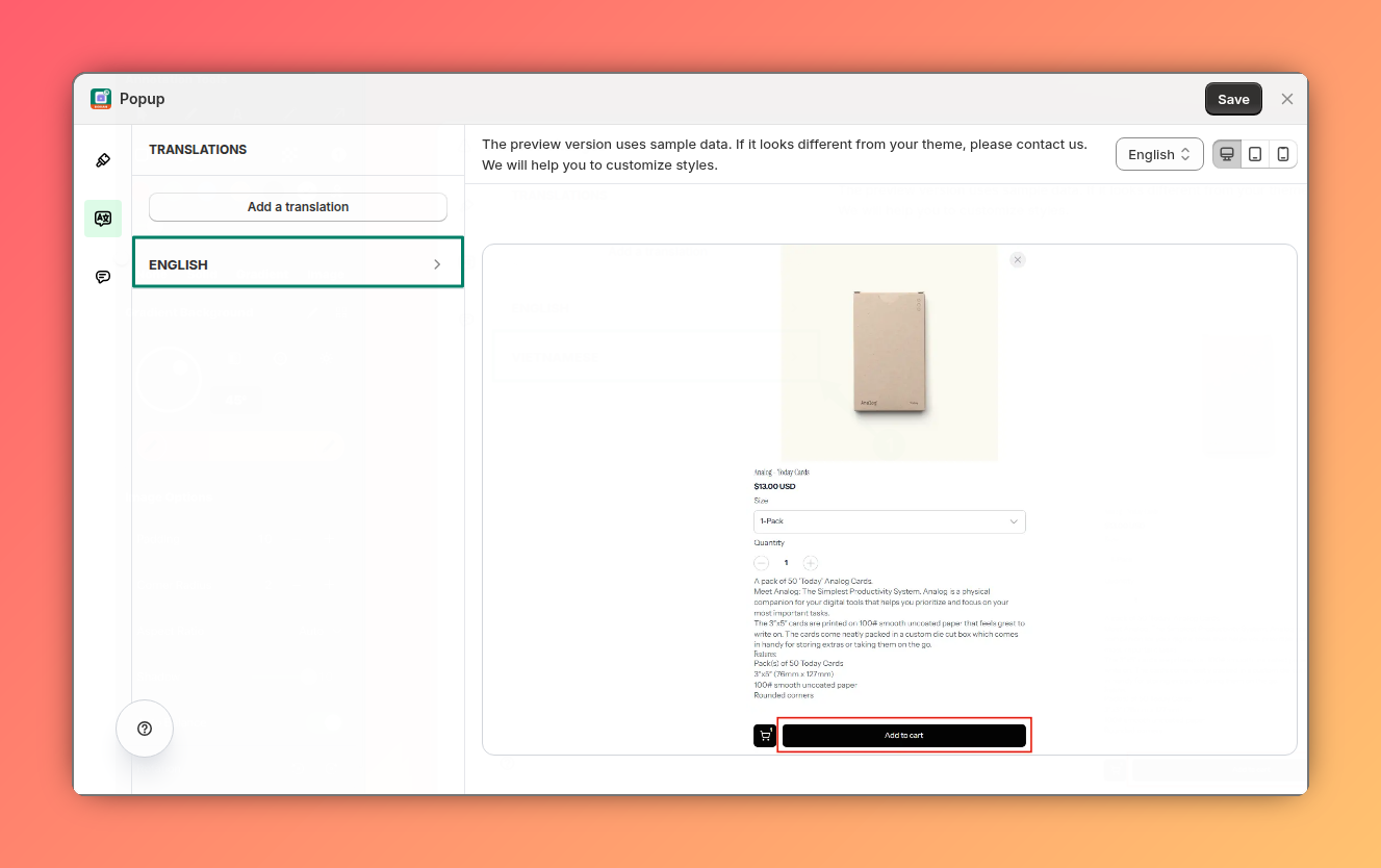 Select a language to customize