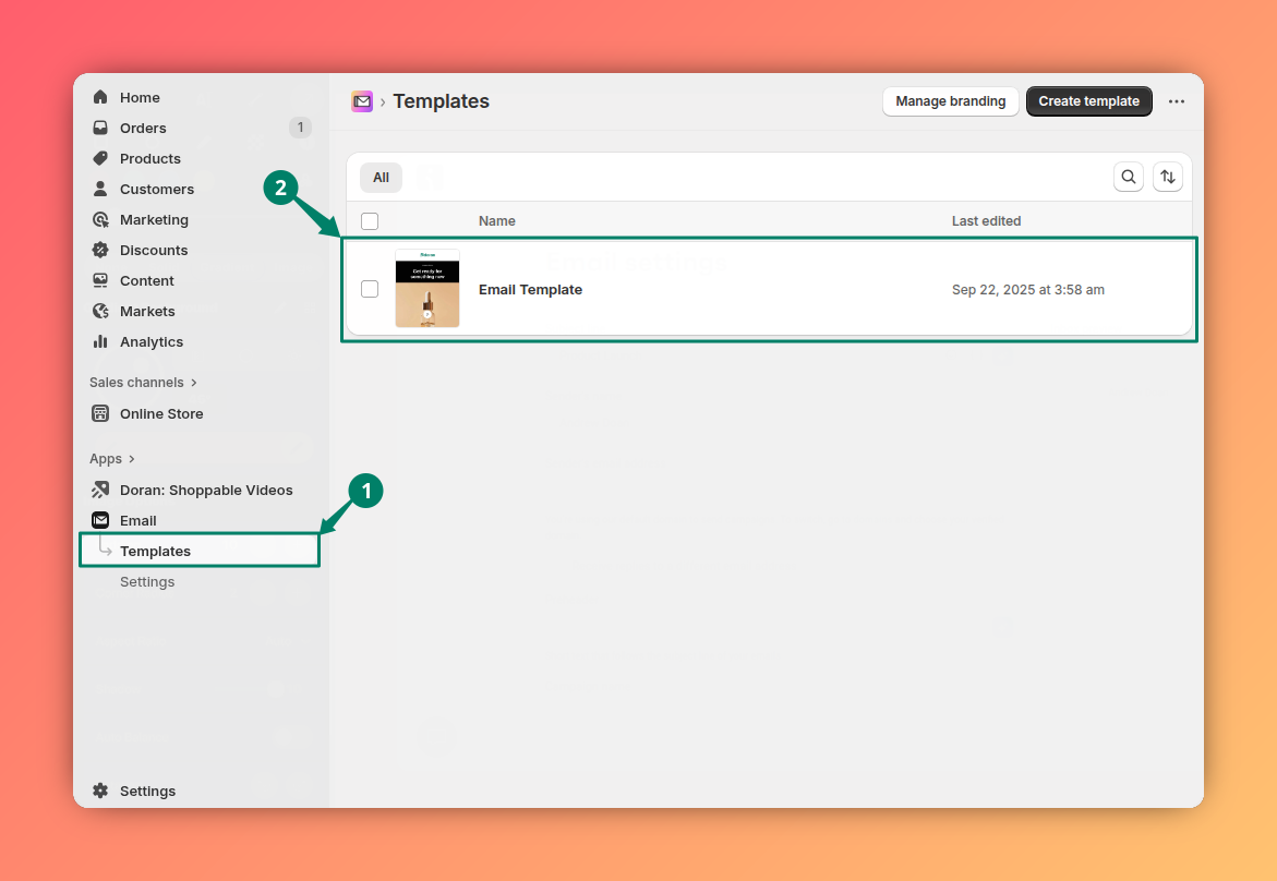 Open a Shopify Email template