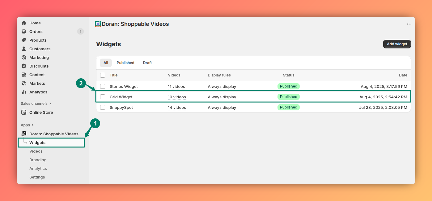 View a widget