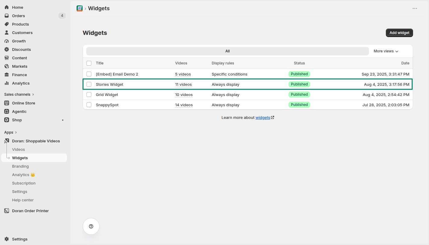 Select a widget