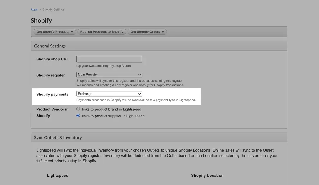 Select Shopify payment type