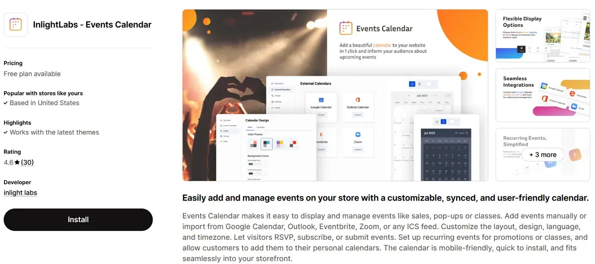 InlightLabs ‑ Events Calendar
