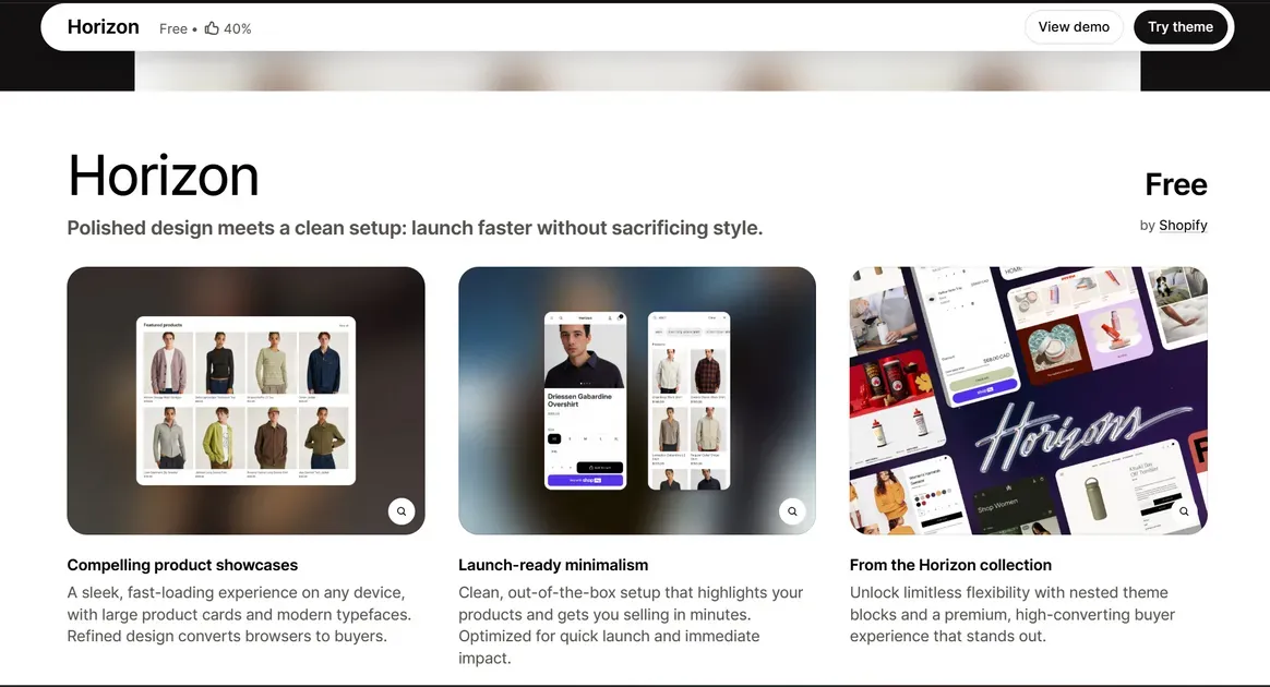 Horizon is one of the best free Shopify themes for mobile