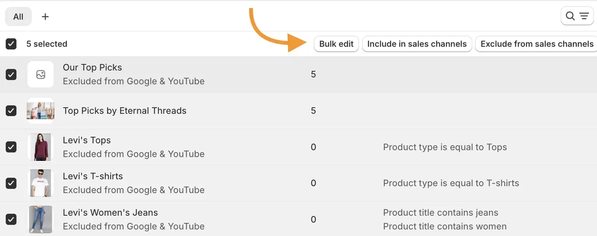 Click "Bulk edit"