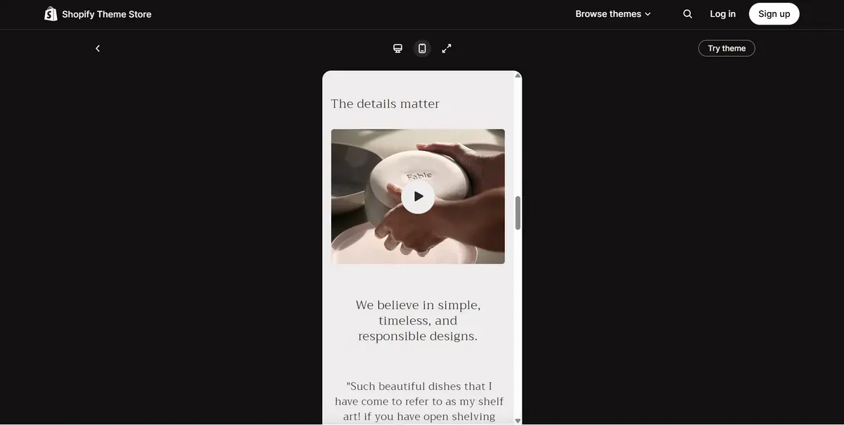 Craft is a beautiful free Shopify theme for home goods