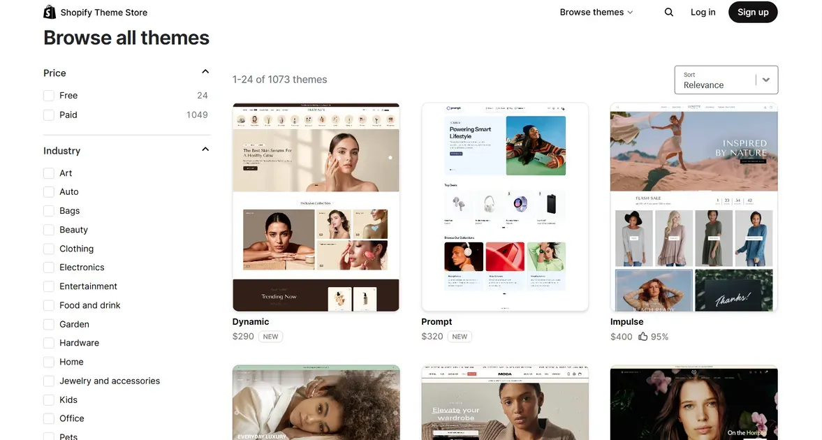 A lot of free and paid themes are given in the store for you to choose from