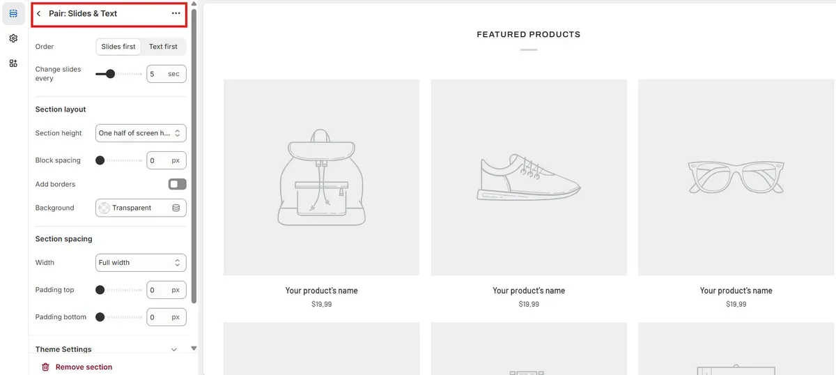 Customize product slides and text