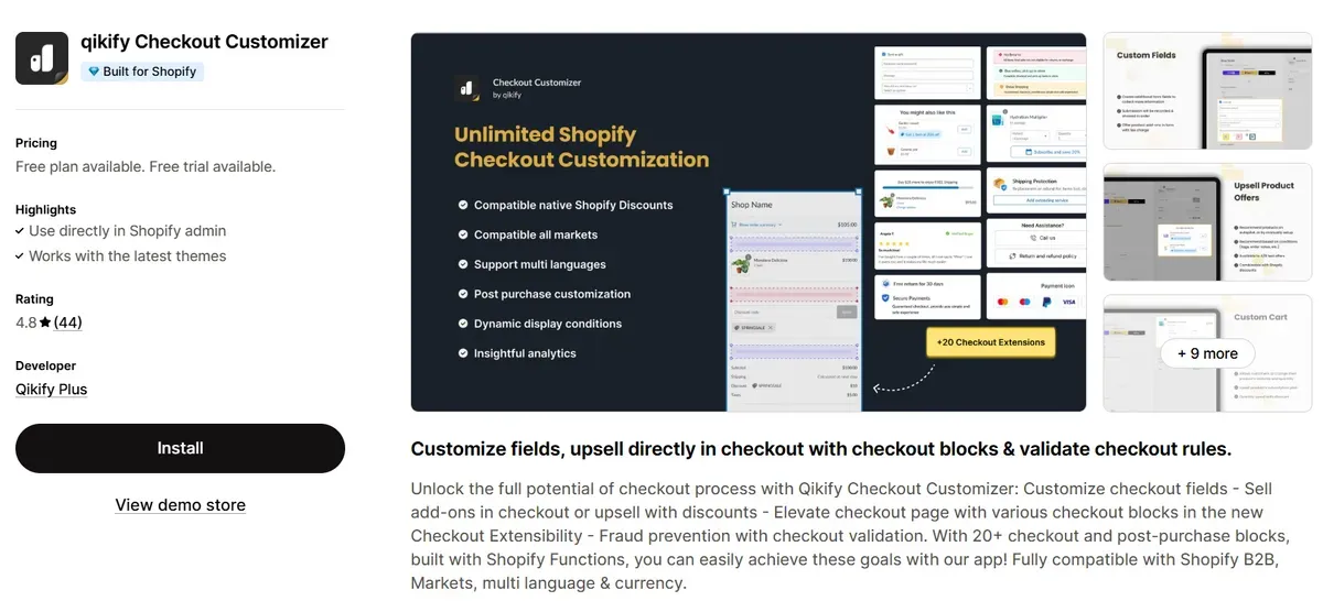 Qikify Checkout Customizer
