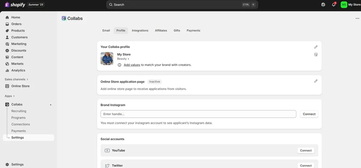 Link social media accounts