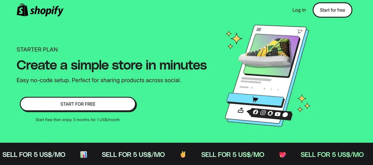 Start to sell products on Shopify for only $5/month