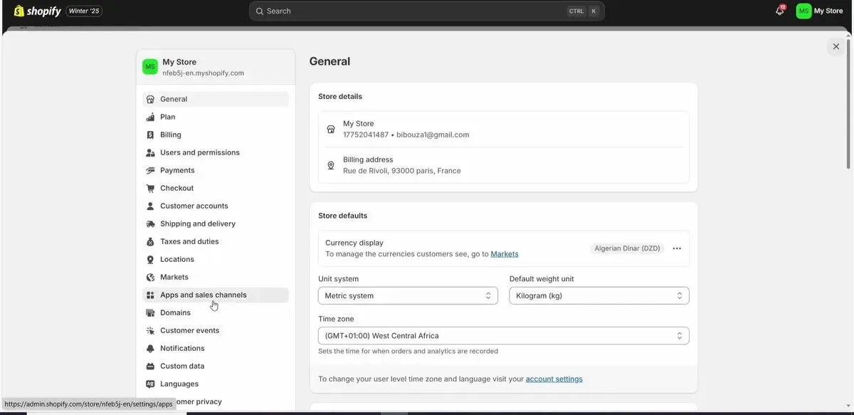 Go to Apps and sales channels