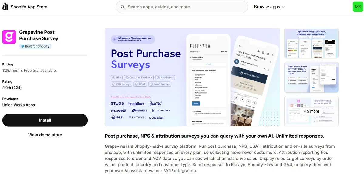 Grapevine Post Purchase Survey