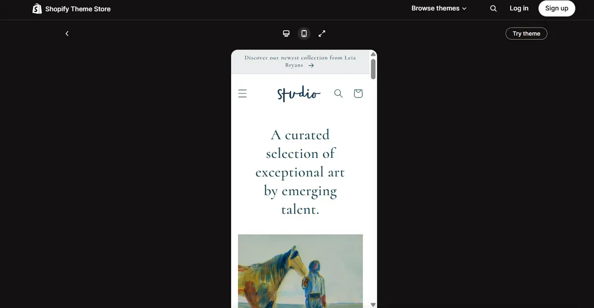 Best free theme for an artist's shop on Shopify